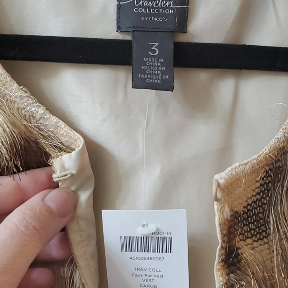 Chicos Travelers Collection Faux Fur Ombre Vest - Picture 3 of 5